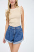 RUFFLE STRIPE TRIM TOP